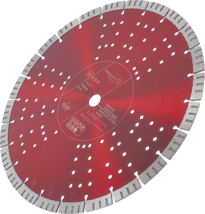 PRODIAMANT Turbo Diamant-Trennscheibe Beton 350mm x 20 mm Segmenthöhe 15mm 350/20mm, 350/20mm