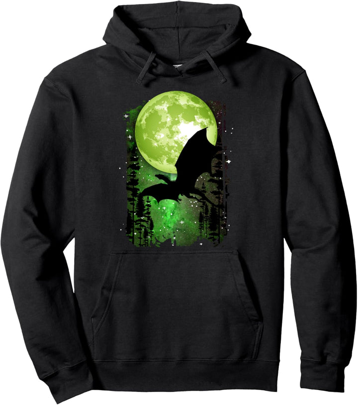 Dragon Fantasy Full Moon Galaxy Star Night Grafik Pullover Hoodie