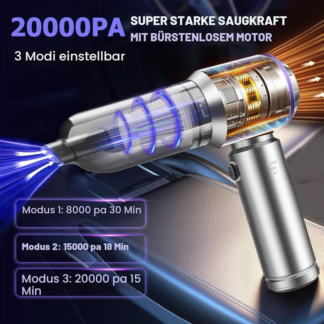 Handstaubsauger Akku,4-in-1 20000PA Handstaubsauger eingebaut 6000mAh Akku mit bürstenlosem Motor Lu