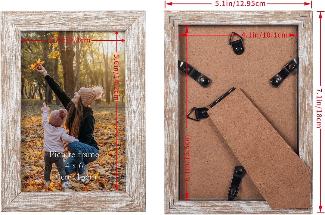EXYGLO 12er Set Bilderrahmen 10x15 cm, Natur Fotorahmen Collage für 15x10 cm Fotos und Bilder, Kunst