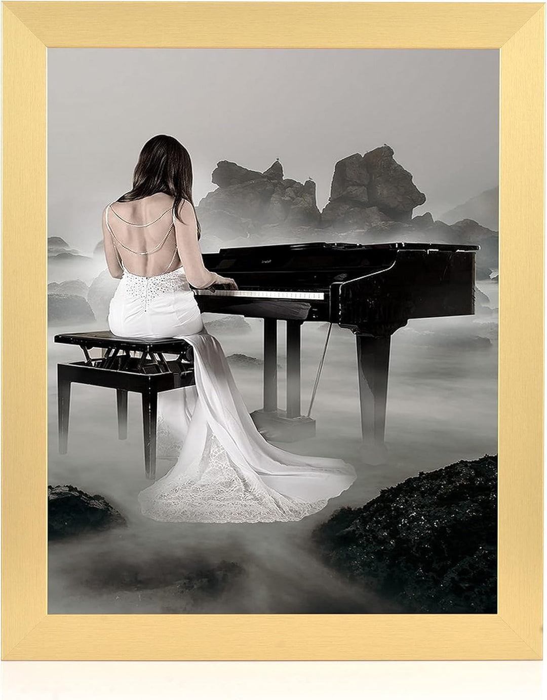 rahmengalerie24 Bilderrahmen 70x90 cm New Rio Rahmen Gold Holz Acrylglas ohne Passepartout Portraitr