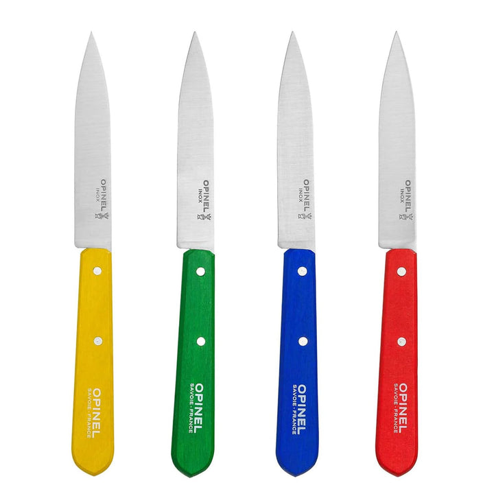 Opinel OP01233 Messerblock, BuchenholzOpinel Küchenmesser, Set mit 4 Messern,, Edelstahl, mehrfarbig