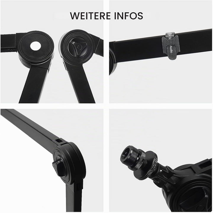 Mikrofonarmständer Verstellbarer Mikrofon-Tischhalter mit Tischklemme Professioneller Mikrofonarmstä