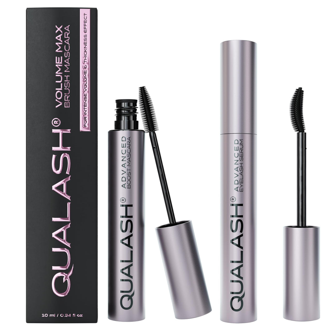 QUALASH® Mascara Duo Set mit Wimpernserum-Effekt – Volume Max & Curl & Lift (2×10 ml) | Schwarze Wim