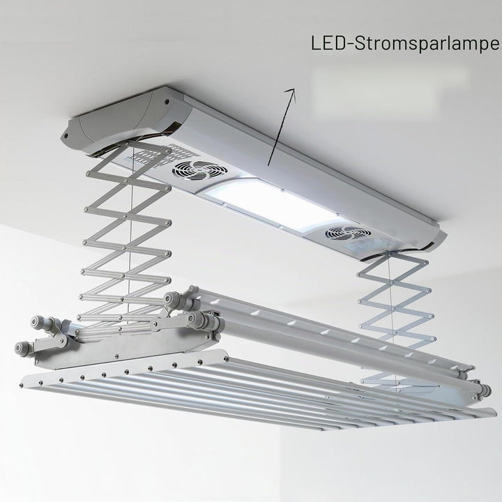 Foxydry Air Kompakter elektrischer Wäscheständer für Wand oder Decke mit Fernbedienung in Aluminium
