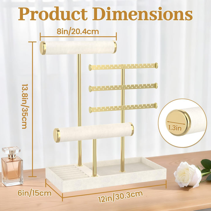 Drehender Ohrring Ständer Halter Organizer Schmuckständer aus Holz & Samt, Schmuckbaum mit Ohrringst