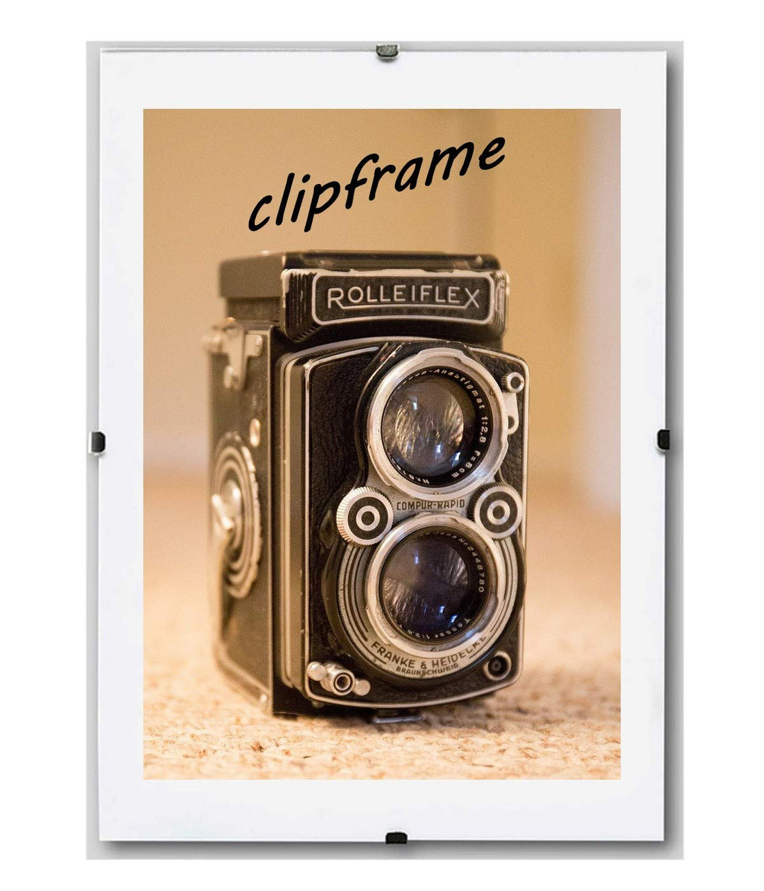 ideenwelt24 Rahmenloser Bildtrager clipframe 33 x 98 cm mit weisser Rückwand und 2 mm klarem Kunstgl