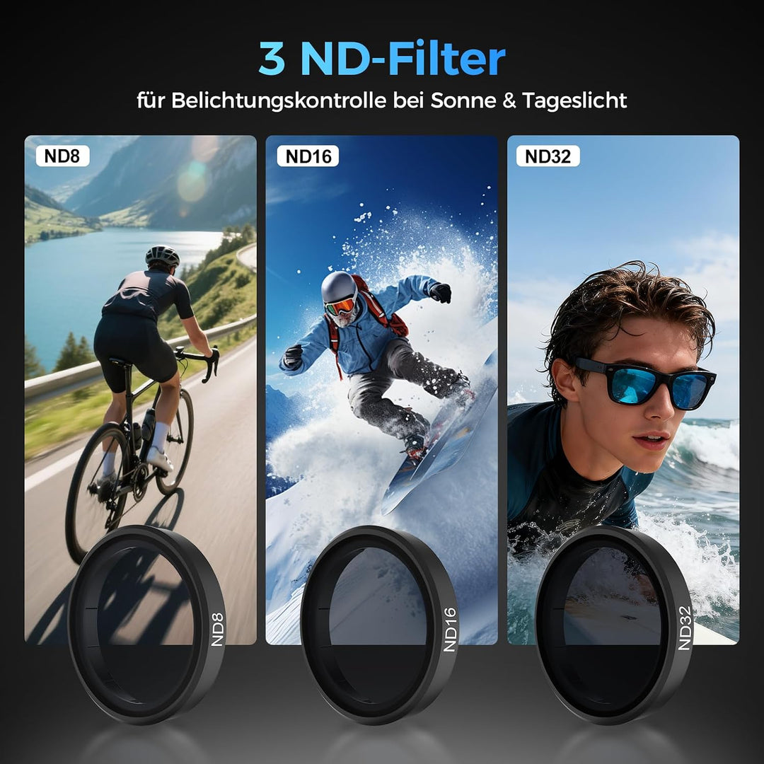 Rollei ND Filterset für DJI Osmo Action 6 4er Pack ND8/ND16/ND32/CPL Filter für Action 6, für Action