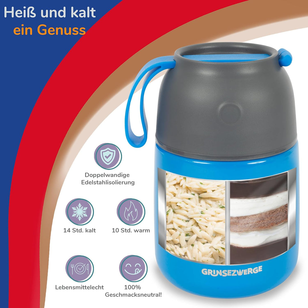 Kinder Thermobecher 500ml für Speisen und Getränke | Edelstahl Thermobehälter für Essen | Warmhalteb