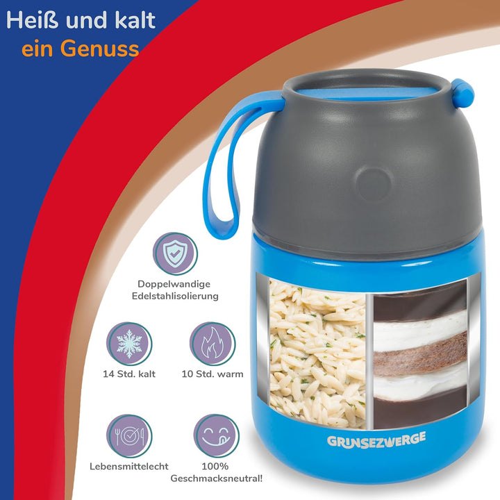 Kinder Thermobecher 500ml für Speisen und Getränke | Edelstahl Thermobehälter für Essen | Warmhalteb
