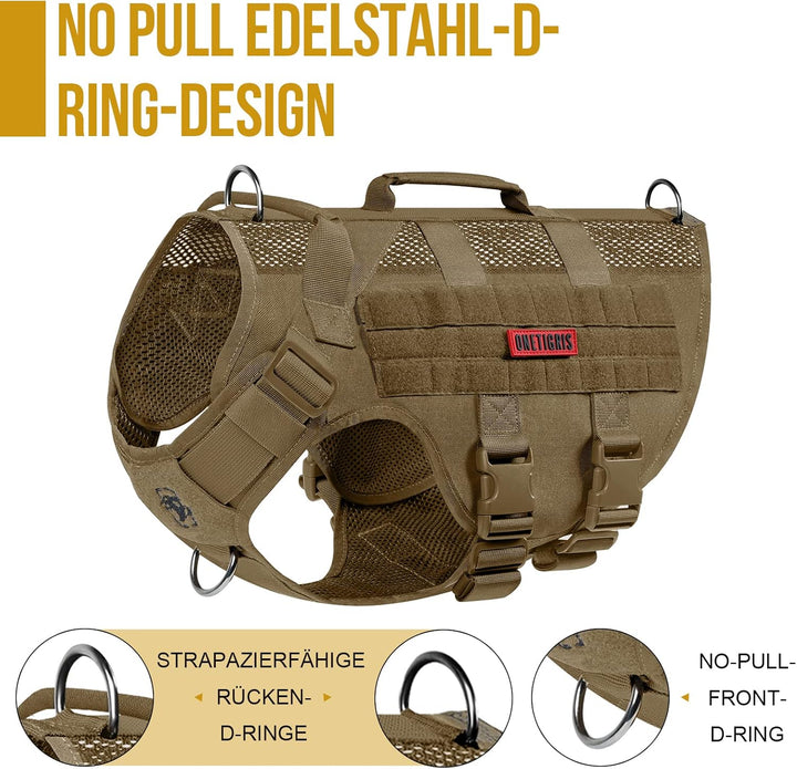 OneTigris Hundegeschirr Kleine Hunde, AIRE MESH Taktisches Anti Zug Geschirr mit 2 Griff Verstellbar