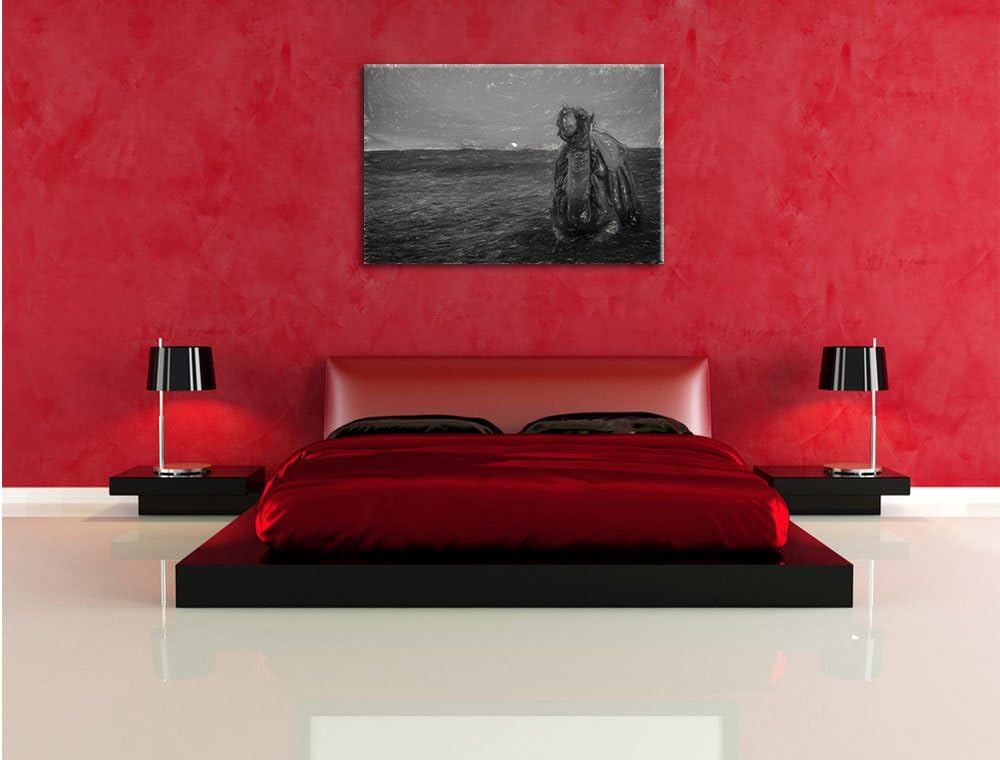 Pixxprint Kamel in ägyptischer Wüste als Leinwandbild/Grösse: 100x70 / Wandbild/Kunstdruck/fertig be