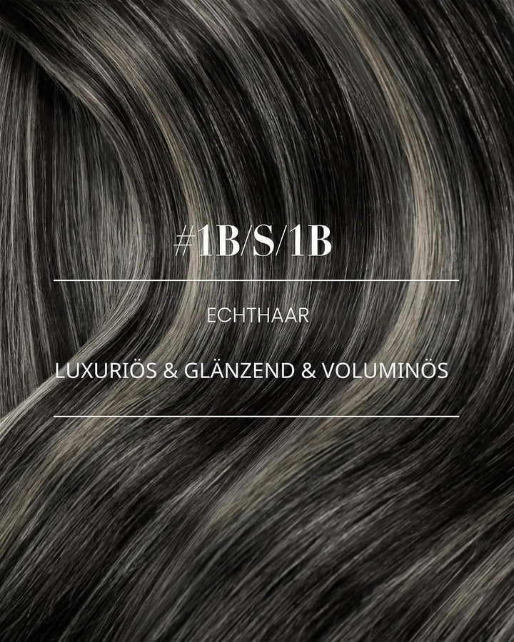 YoungSee Echthaar Extensions Clip Ombre Schwarz 7 Stück 30cm Clip in Extensions Echthaar Schwarz Bal