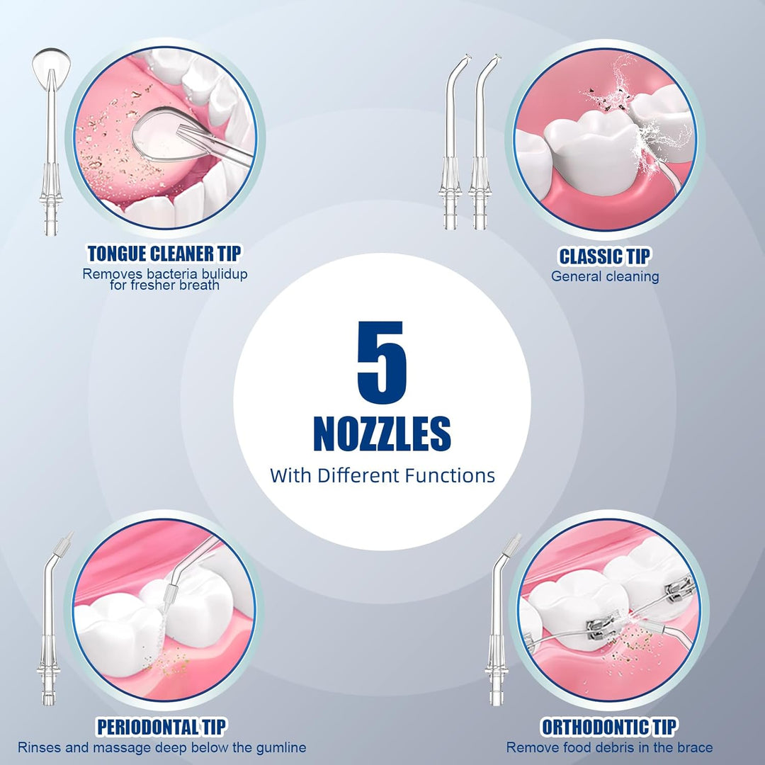 Sawgmore Munddusche, Elektrische Zahnzwischenraumreiniger mit 10 Einstellbaren Druckstufen, 600ml Fa