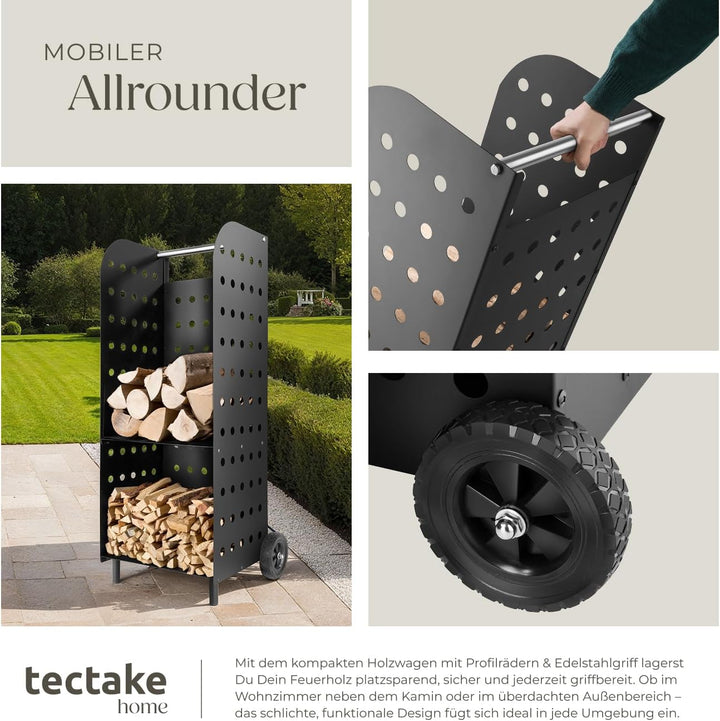 tectake® Holzwagen Kaminholzwagen
