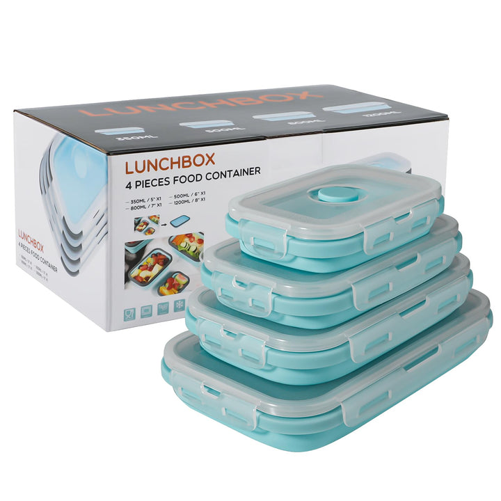 Zusammenklappbarer Aufbewahrungsbehälter aus Silikon mit Deckel, tragbarer Bento-Box zum Platzsparen