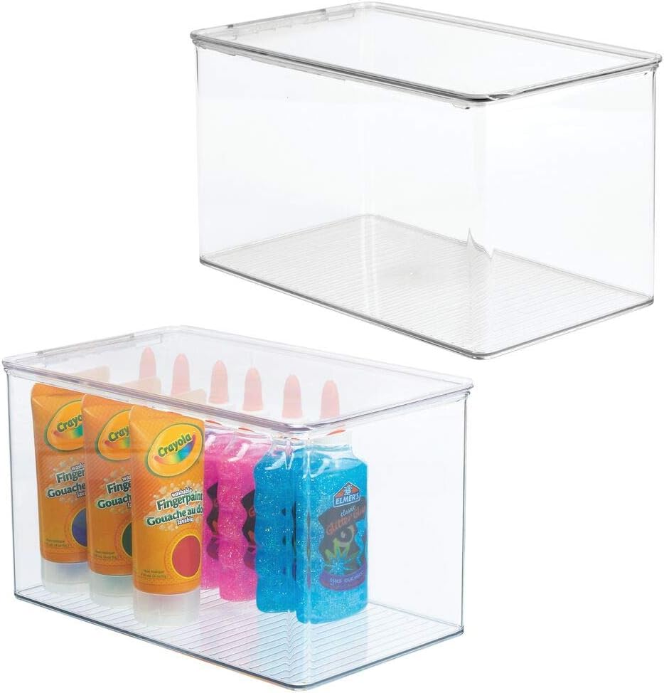 mDesign 2er-Set Aufbewahrungsbox für Bastel- und Nähzubehör – Bastel Organizer aus Kunststoff mit Kl