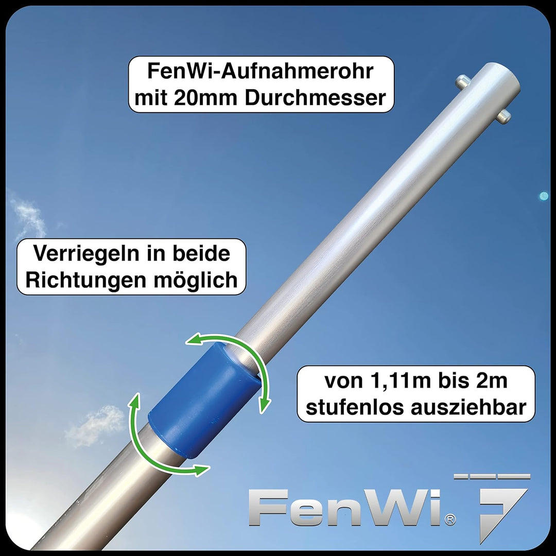 FenWi 2m Profi Alu Teleskopstange Länge stufenlos verstellbar bis 200cm Aluminium-Teleskopstiel
