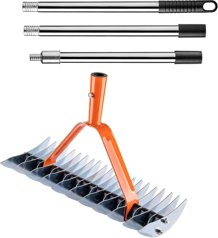 KADAX Handvertikutierer 35 x 137 cm, manueller Rasenlüfter mit langem Aluminiumstiel, Vertikutierrec