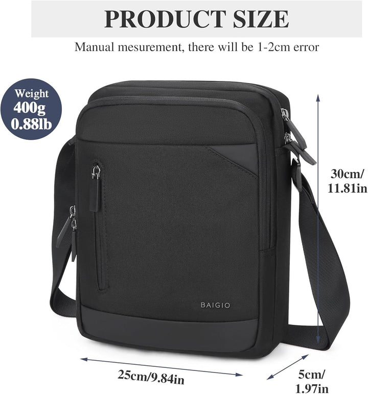 BAIGIO Herren Umhängetasche Tablet iPad bis 11 Zoll, Schultertasche Herrentasche zum Umhängen Crossb