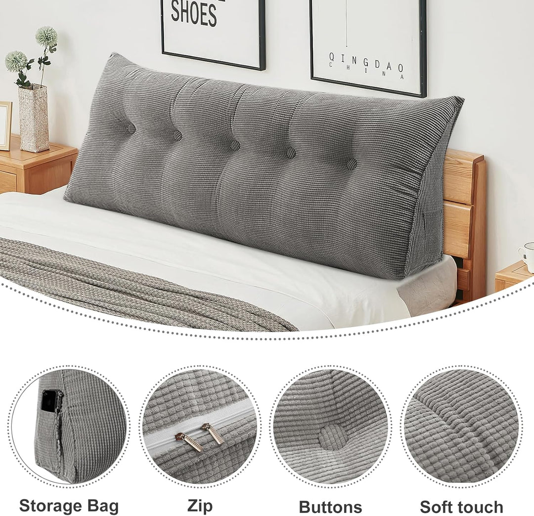 OHMG 120/140/160/180/200 cm Lesekissen für Bett, Rückenkissen Sofa, dreieckige Kopfteilkissen, Sofak