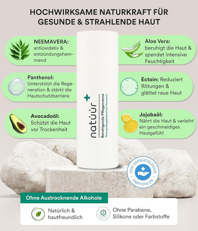 Natüür Beruhigende Psoriasis Pflegecreme - 150ml Schuppenflechte Creme mit natürlichen Inhaltsstoffe