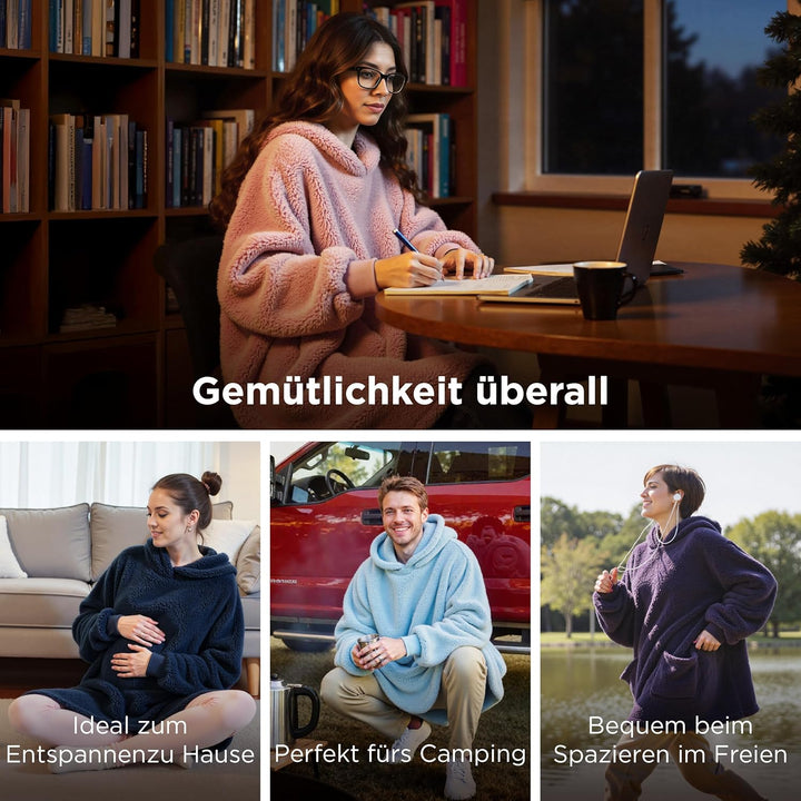 BEDSURE Hoodie Decke mit Ärmeln - Kuschelpullover als Geschenke für Frauen - Übergrosser Tragbare De