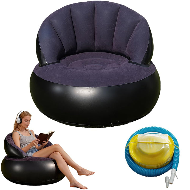 Aufblasbare Sofa,Aufblasbarer Sofastuhl Tragbarer Aufblasbarer Stuhl Beflocktes Luftsofa Rundes Outd