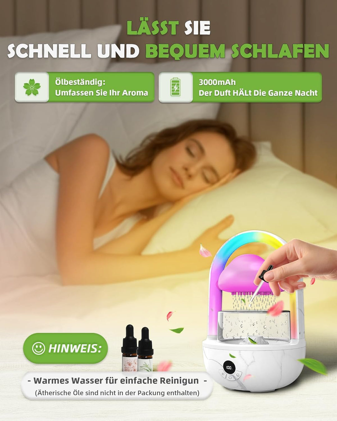 Regenwolken Luftbefeuchter Mit Regenbogenlicht, Weljoy Humidifier Mit Exklusive APP, Luftbefeuchter