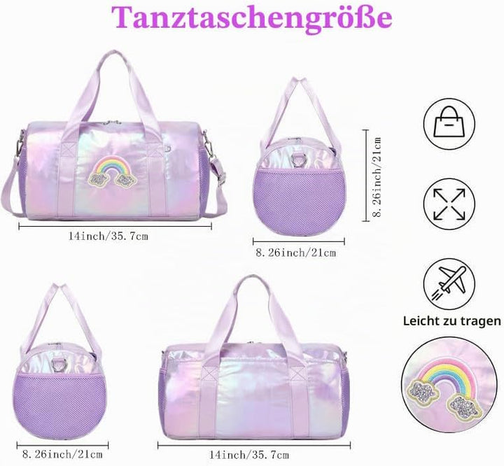 Jumpopack Kinder Mädchen Tanztasche Ballett Tasche Handtasche Mädchen Geschenk mit Nassfach - Regenb