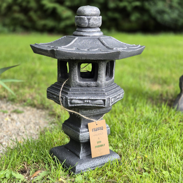 FABRIQ Japanische Laterne Yukimi-Doro 42 cm Silver – Wetterfeste Steinlampe – Frostsicher – Dekorati