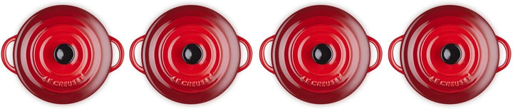 Le Creuset 4er-Set Mini Cocottes aus Steinzeug, je 200 ml, 10 x 5 cm, Steinzeug, Kirschrot, 79212100