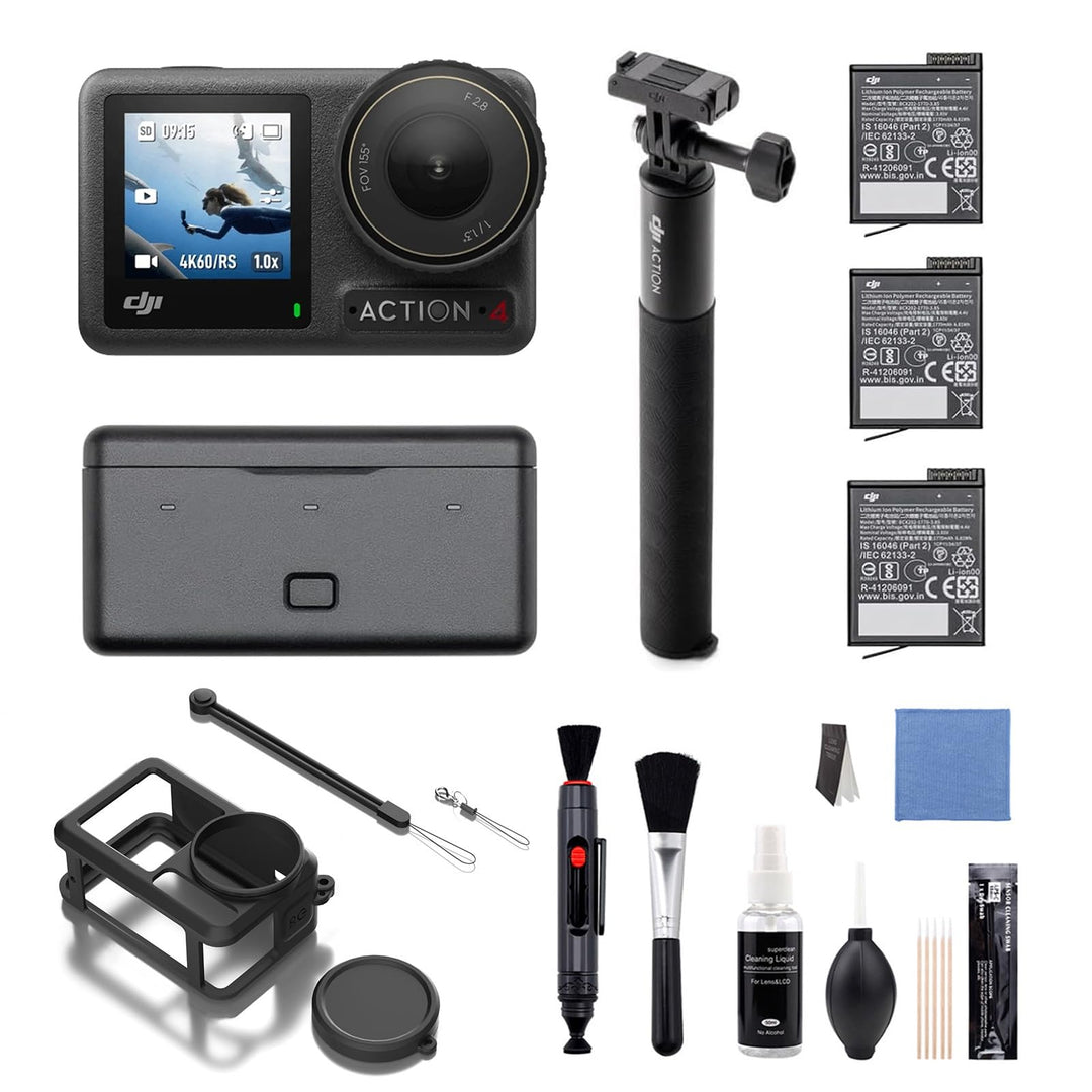 DJI Osmo Action 4 Adventure-Combo Bundle– 4K/120fps wasserdichte Kamera, 1/1,3-Zoll-Sensor, 10-Bit u