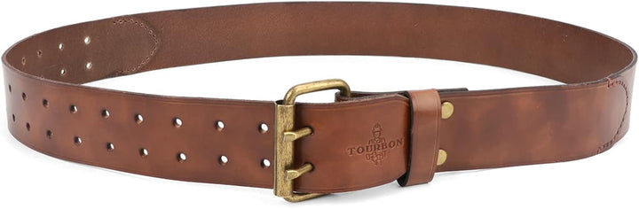 TOURBON Deluxe Rindsleder Gürtel für DIY Werkstatt Werkzeugtasche Western Cowboy Herren Gurt M (Brau