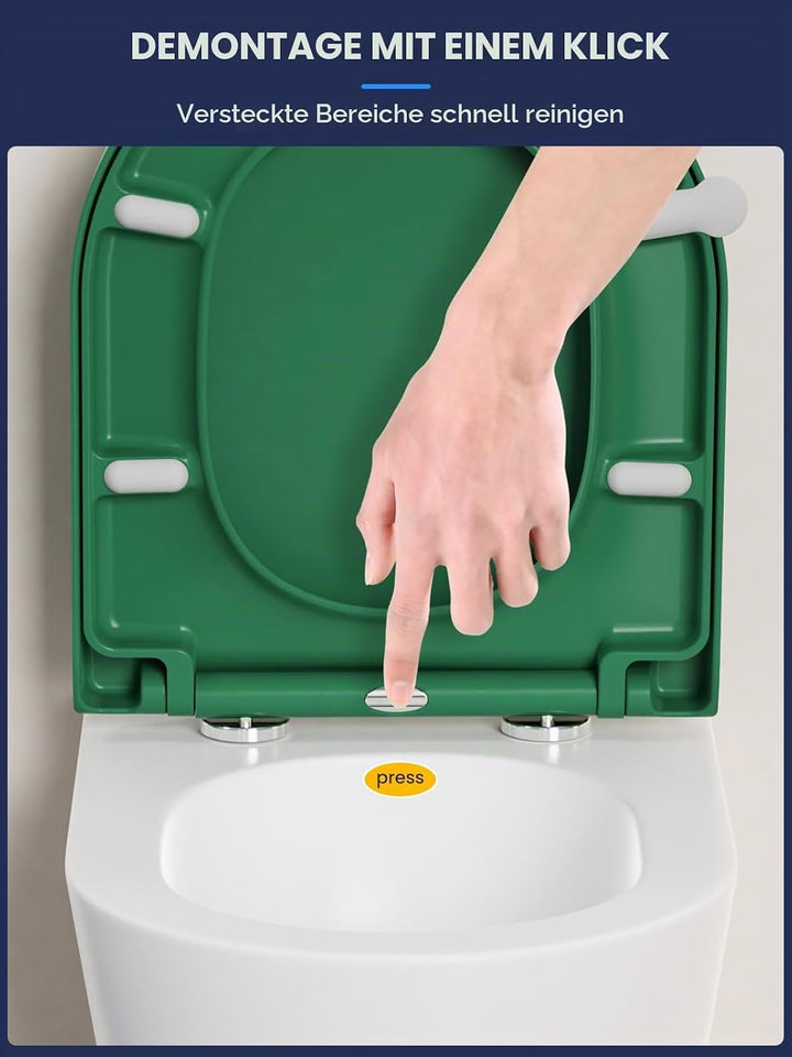 Toilettendeckel mit Absenkautomatik D-Form,YEAUPE PRO WC Sitz mit Puller Lid, Toilettensitz mit Quic