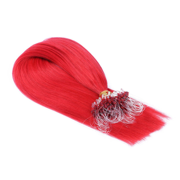 Micro-Ring/Loop Hair Extensions (#RED - 60 cm - 300 Strähnen - 0,5g) 100% Remy Echthaar Haarverlänge