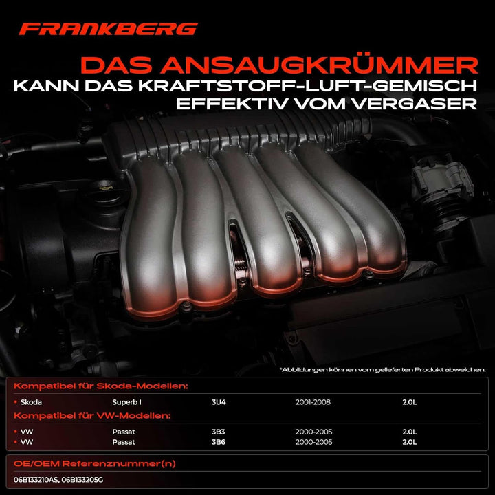 Ansaugkrümmer Ansaugbrücke für Superb I 3U4 P-a-s-s-a-t 3B3 3B6 2.0L 2000-2008 06B133210AS