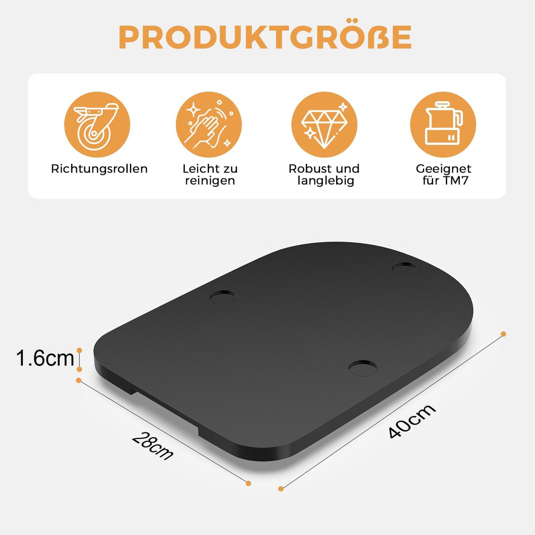 Gleitbrett TM7 für Thermomix, Brett für Thermomix mit 360° Rollen Gummifüssen, Bambus TM7 Gleitbrett