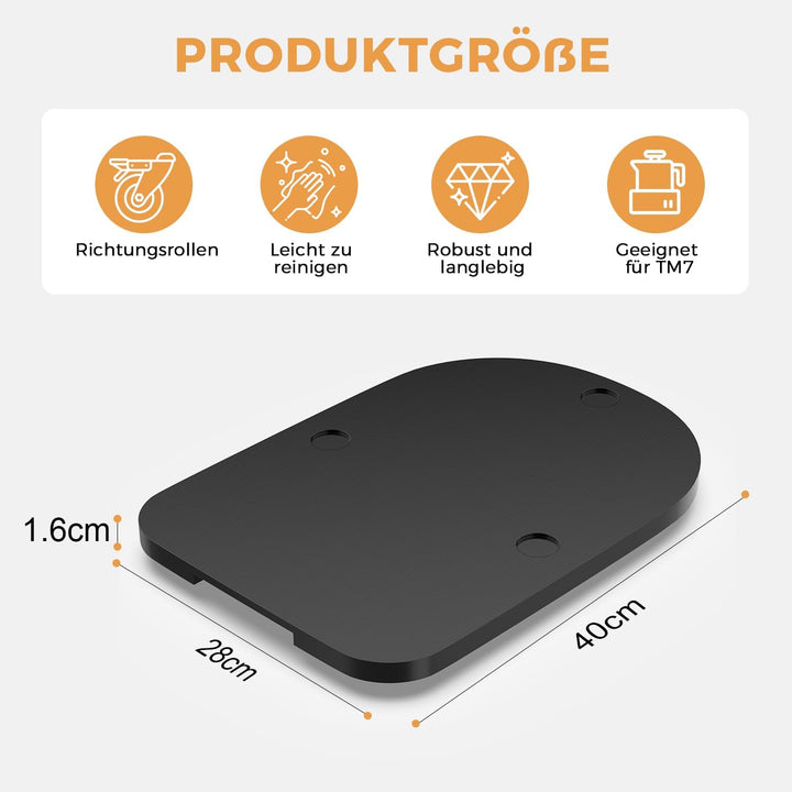 Gleitbrett TM7 für Thermomix, Brett für Thermomix mit 360° Rollen Gummifüssen, Bambus TM7 Gleitbrett