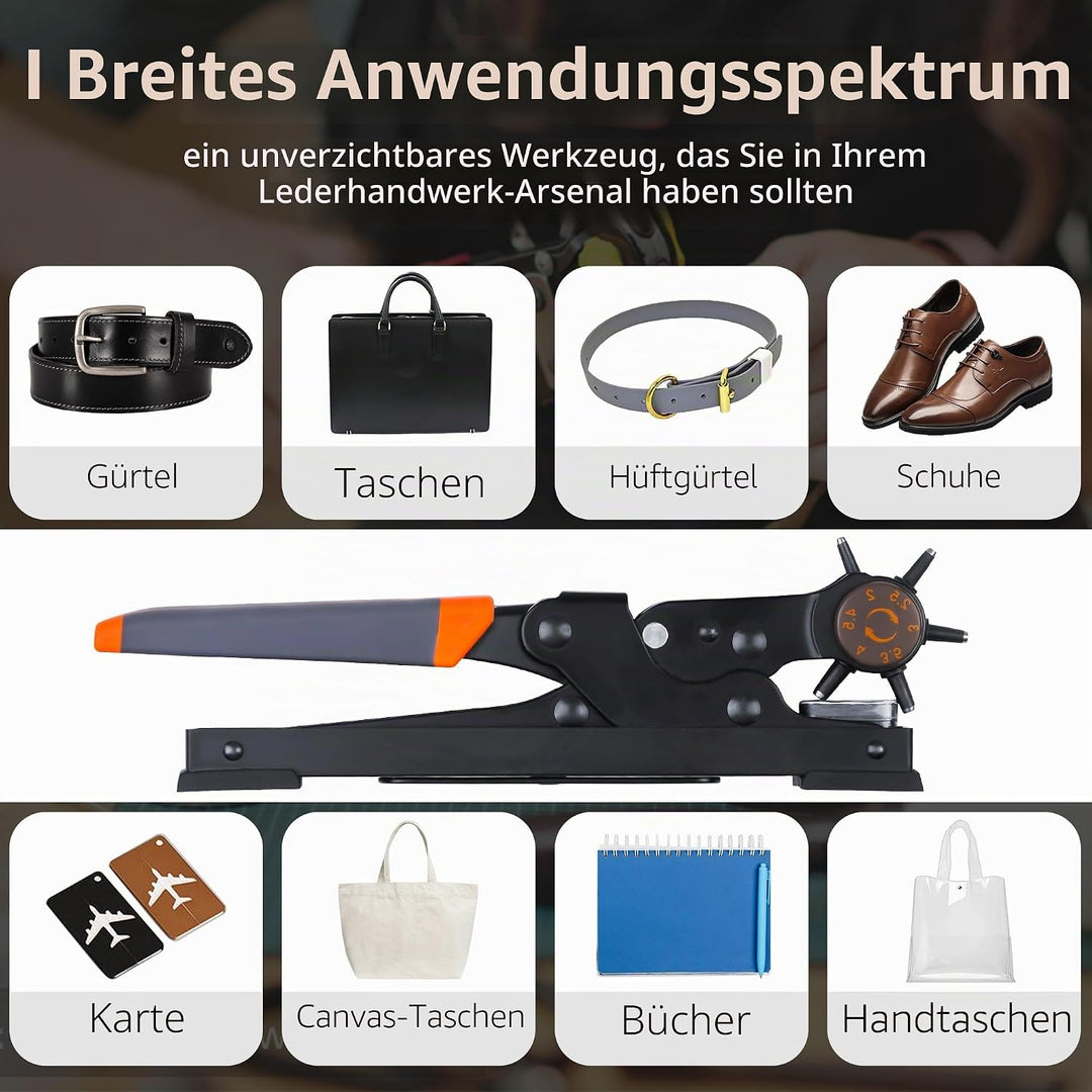 XOOL Lochzange für Leder, Gürtel Lochzange mit Hebelübersetzung, Ermüdungsfreies Arbeiten, Locher, G