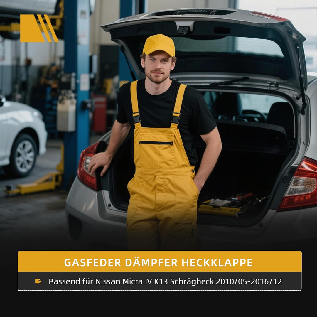 2 x Gasfeder Dämpfer Heckklappe Passend für Nissan Micra Mk4 K13 Alle Motoren Schrägheck 2010-2016,