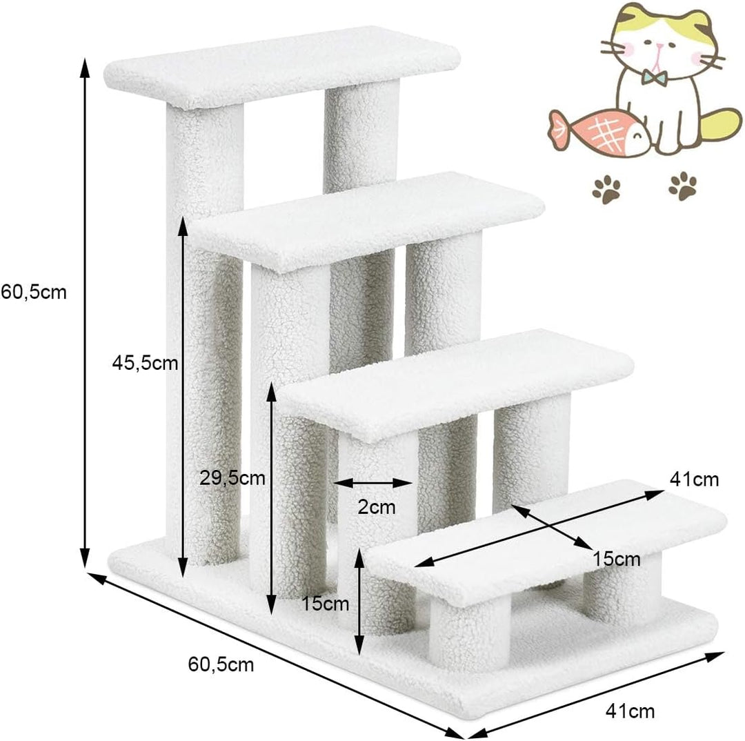 GYMAX Tiertreppe 4 Stufen Katzentreppe Hundetreppe Treppe für Katze Kletterbaum Katzenbaum 60,5 x 41