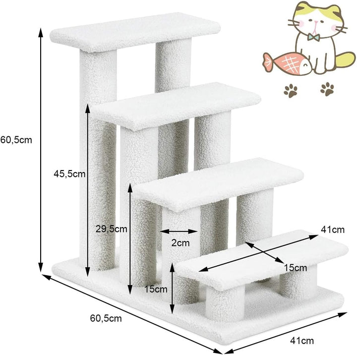 GYMAX Tiertreppe 4 Stufen Katzentreppe Hundetreppe Treppe für Katze Kletterbaum Katzenbaum 60,5 x 41