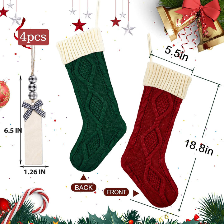 Mostop Gestrickte Weihnachtsstrümpfe, einzigartige 45,7 cm grosse Grösse, Zopfstrick, rustikale Weih
