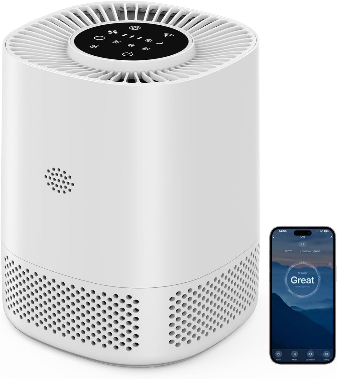 Luftreiniger mit H13 HEPA Filter, Filtert 99,97% des Staubs und Partikel bis zu Einer Grösse von 0,3