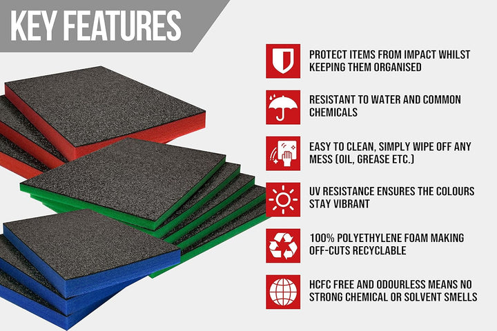 Shadow Foam Medium Sheet - 1000mm x 500mm | Schneiden und Abziehen Schaumstoff für Werkzeugkasten-Or