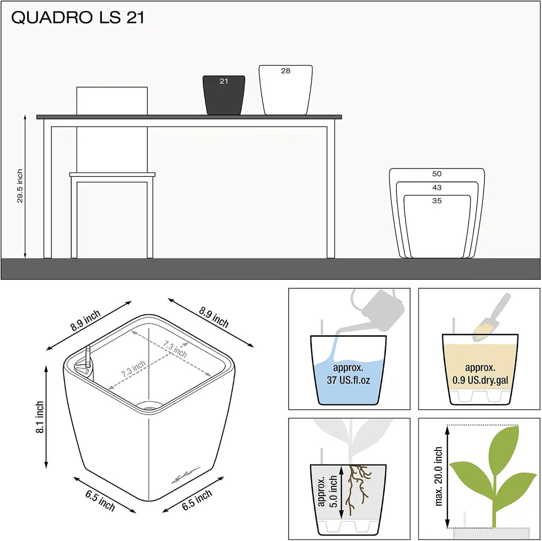 Lechuza Quadro LS 21 Komplettset anthrazit metallic 22.5x22.5x20.5 cm Anthrazit Metallic, 22.5x22.5x
