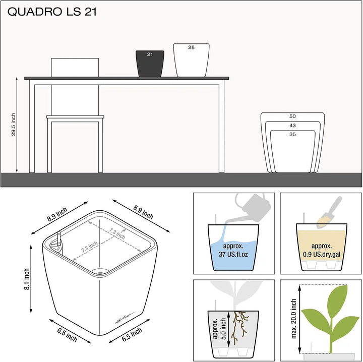 Lechuza Quadro LS 21 Komplettset anthrazit metallic 22.5x22.5x20.5 cm Anthrazit Metallic, 22.5x22.5x