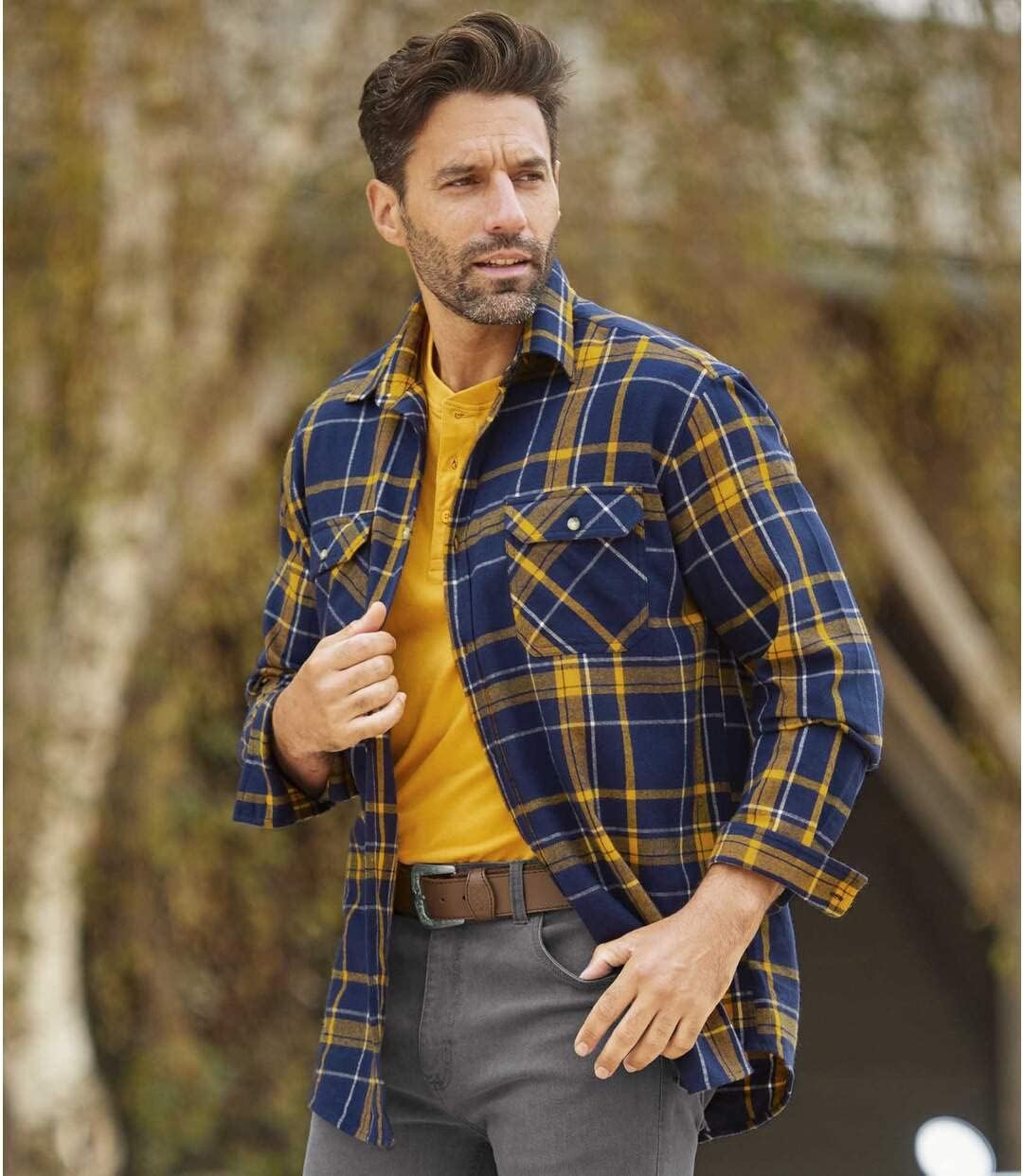 ATLAS FOR MEN - Kariertes Hemd aus Flanell - Langärmelig - Verfügbar in grossen Grössen von M bis 5X