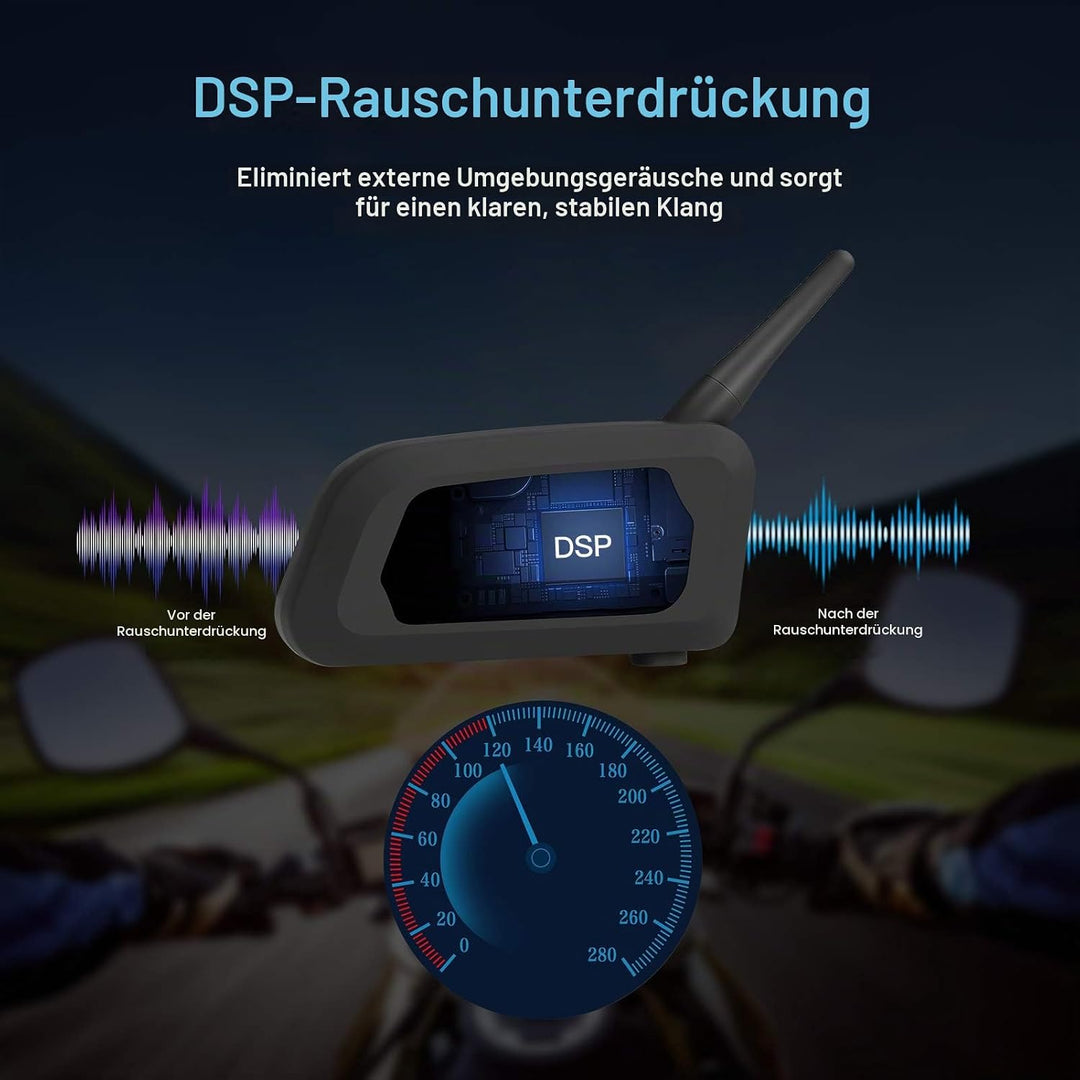 EJEAS V6 Pro Motorradhelm Bluetooth Intercom Headset 1200M 2 Personen Vollduplex Wireless Motorrad I